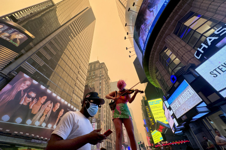 Haze and smoke shrouds Manhattan skyline from Canadian wildfires in New York