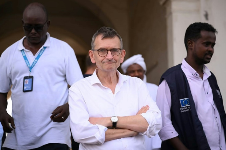 The Sudanese government has declared United Nations envoy Volker Perthes (C) "persona non grata"