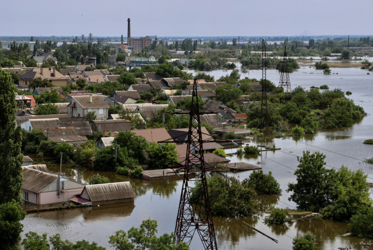 View shows a flooded area after the Nova Kakhovka dam breached, in Kherson