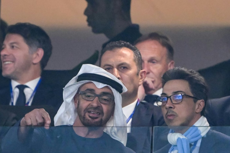 Manchester City owner Sheikh Mansour (R) attended the game alongside UAE President Sheikh Mohamed bin Zayed al-Nahuan