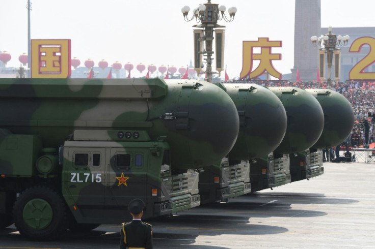 China's DF-41 nuclear-capable intercontinental ballistic missiles are shown off during a military parade in Beijing to mark the 70th anniversary of the founding of the People's Republic of China