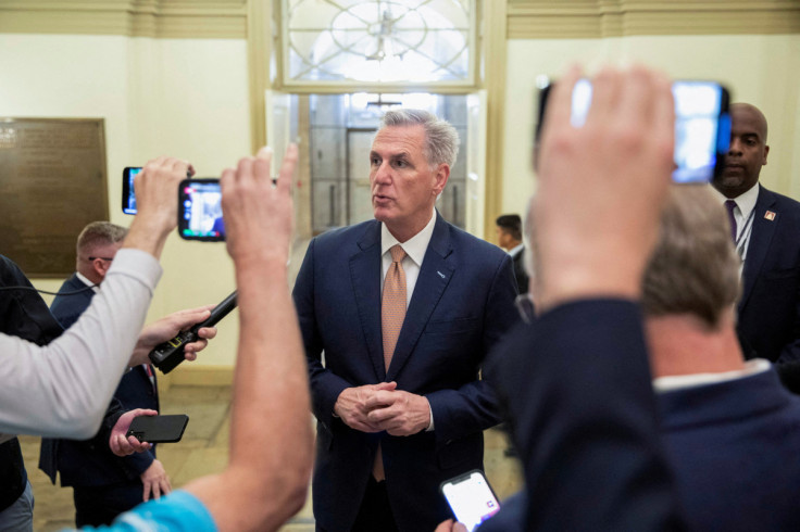 US House Speaker Kevin McCarthy (R-CA) speaks to reporters on Capitol Hill in Washington