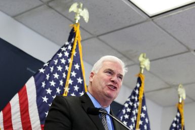 US House Majority Whip Tom Emmer (R-MN) speaks during a news conference in Washington