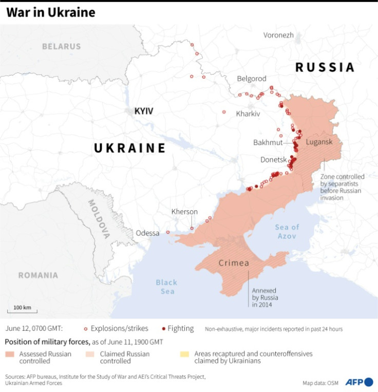 Map showing the situation in Ukraine, as of June 12 at 0700 GMT