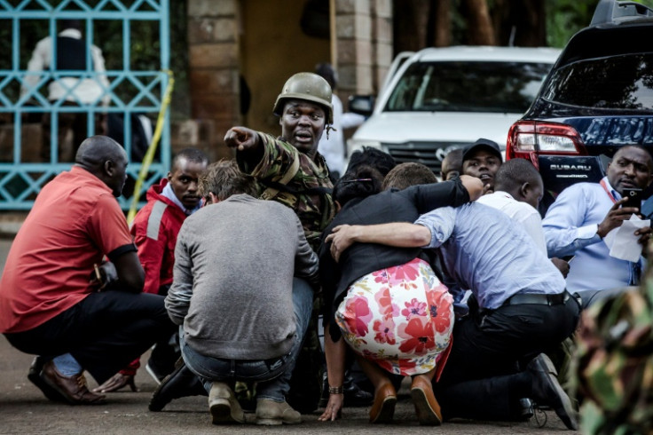 Special forces protect people at the scene of an explosion at a hotel complex in Nairobi's Westlands suburb on January 15, 2019, in Kenya.