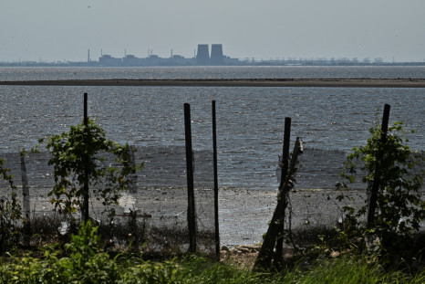 View shows Zaporizhzhia Nuclear Power Plant from the bank of Kakhovka Reservoir