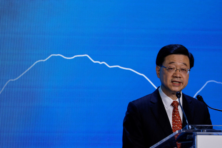 Hong Kong Chief Executive John Lee speaks during the Global Financial Leaders Investment Summit in Hong Kong