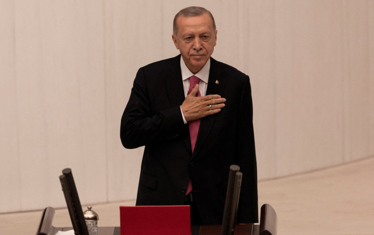 Turkish President Tayyip Erdogan takes oath after his election win at the parliament in Ankara