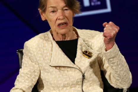 Actor and politician Glenda Jackson speaks on stage at the Women In The World Summit in New York