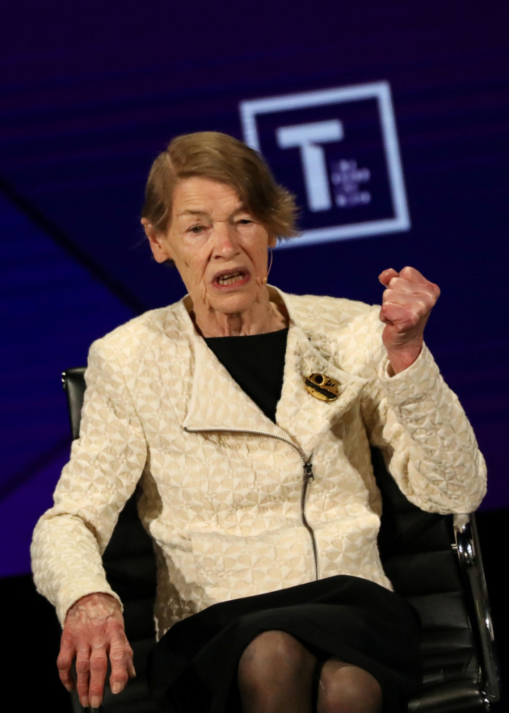 Actor and politician Glenda Jackson speaks on stage at the Women In The World Summit in New York