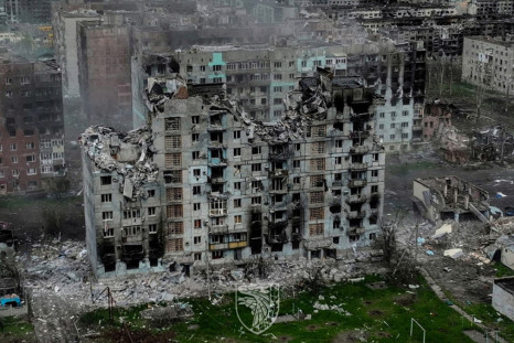 Aerial view shows destruction in the frontline city of Bakhmut