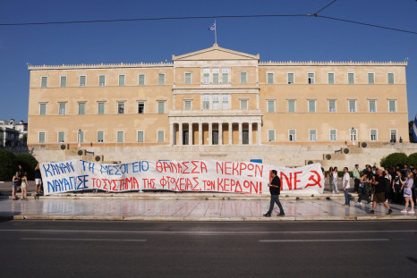 Demonstration in front of Greek parliament following deadly shipwreck, in Athens