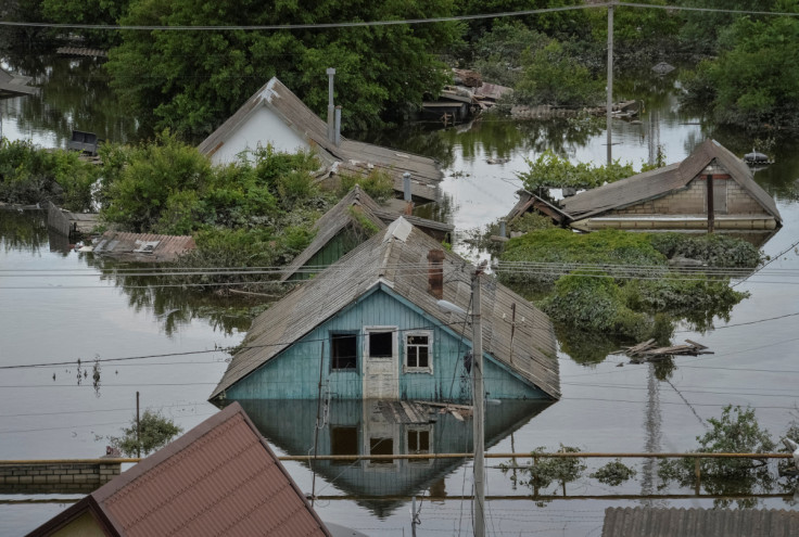 A view shows a flooded area after the Nova Kakhovka dam breached in Kherson