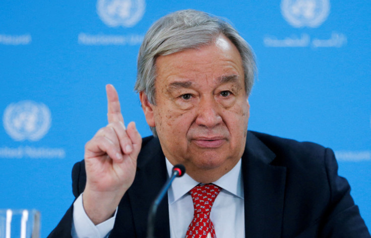 United Nations Secretary-General Antonio Guterres attends a press conference in Nairobi