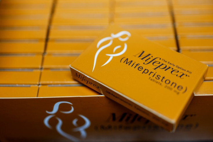 Packages of the abortion pill mifepristone at a family planning clinic