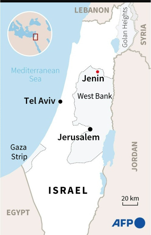 Map locating Jerusalem and West Bank's Jenin