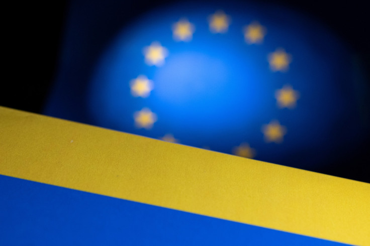 Illustration shows EU and Ukraine flags