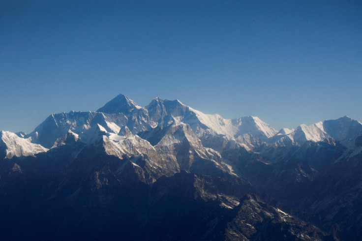 View of Mount Everest and other peaks of the Himalayan range