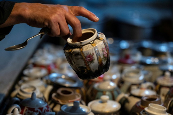 Some of the teapots used to make chainaki are decades old, chipped and missing handles