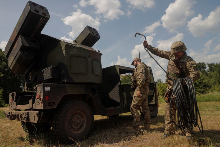 Ukrainian servicemen prepare an AN/TWQ-1 Avenger mobile air defence missile system for work outside of Kyiv