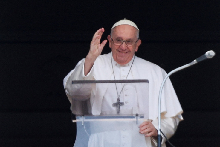 Pope Francis leads the Angelus prayer from his window at the Vatican