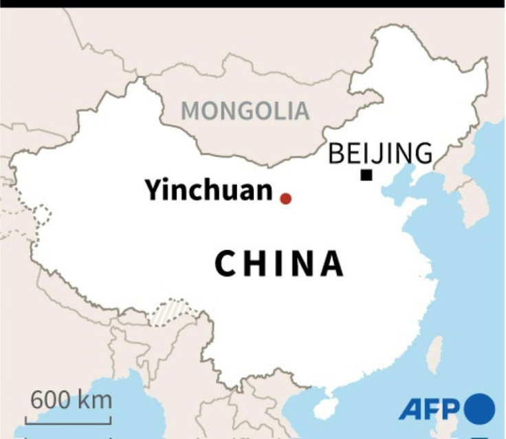 Map of China locating the northwestern city of Yinchuan where dozens of people were killed after a gas explosion at a restaurant on Wednesday.