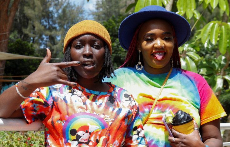 Participants pose for a photograph as they attend the Badilika festival to celebrate the LGBT rights in Nairobi