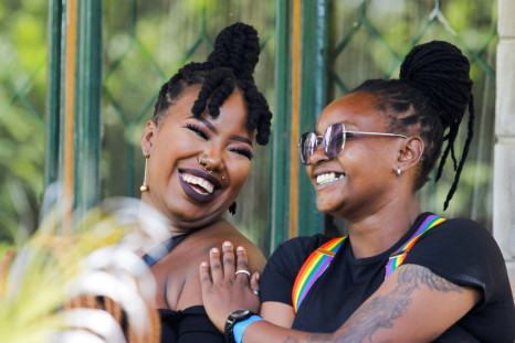 Participants react as they attend the Badilika festival to celebrate the LGBT rights in Nairobi