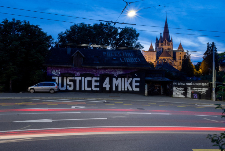 Graffiti calling for justice for Mike Ben Peter in Lausanne