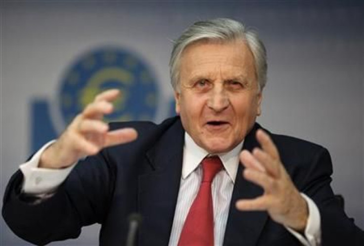 Trichet President of ECB addresses the media during his monthly news conference at the ECB headquarters in Frankfurt