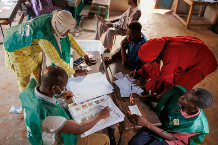Election officials counting referendum votes in Bamako