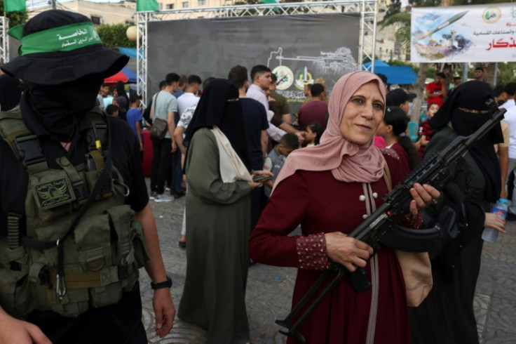 The event was the first at which Hamas has allowed the public to take photos of weapons, and follows the latest surge in worsening Israeli-Palestinian violence