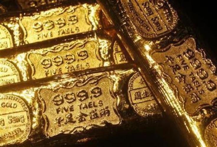 Five-tael (6.65 ounces or 190 grams) gold bars are seen at a jewellery store in Hong Kong in this April 21, 2011 illustration photo.
