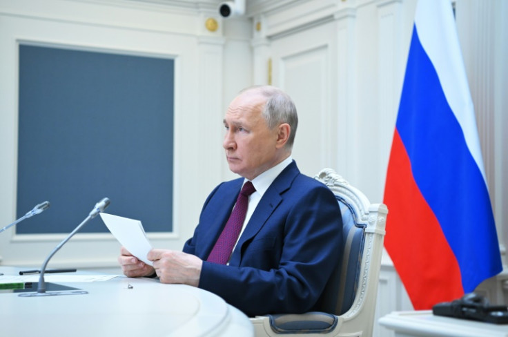 Russian President Vladimir Putin attends a meeting of the Shanghai Cooperation Organisation via a video conference at the Kremlin in Moscow