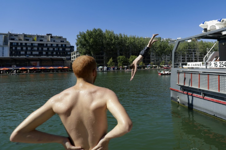 A temporary swimming pool has been installed at the start of the Canal de l'Ourcq in Paris in recent summers