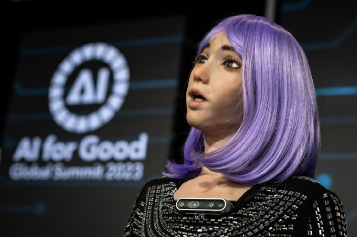 AI robot frontwoman 'Desdemona' performed with the Jam Galaxy Band at the AI for Good Global Summit