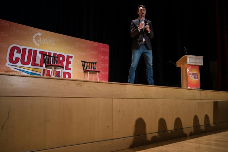 Charlie Kirk of the conservative activist group Turning Point USA event speaks at the Ohio State University in Columbus, Ohio in 2019