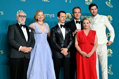 'Succession' -- starring (L-R) Brian Cox, Sarah Snook, Jeremy Strong, Matthew Macfayden, J. Smith-Cameron and Nicholas Braun -- won the last Emmy for best drama series; can it repeat in 2023?