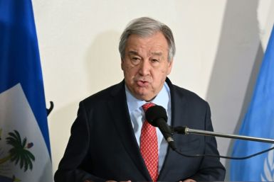 UN Secretary-General Antonio Guterres speaks during a press conference in Port-au-Prince on July 1, 2023