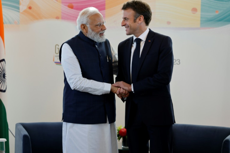 Indian Prime Minister Narendra Modi (L) and French President Emmanuel Macron met on the sidelines of the G7 Leaders' Summit in May