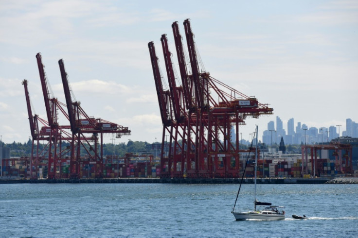 Cranes and containers at the DP World marine terminal at Port Metro Vancouver on July 11, 2023