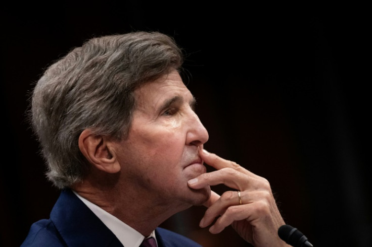 US Climate Envoy John Kerry looks on during a House Oversight and Accountability Subcommittee hearing on "The State Department's Climate Agenda: A Budget Overview by the Special Presidential Envoy for Climate," on Capitol Hill in Washington, DC, on July 1