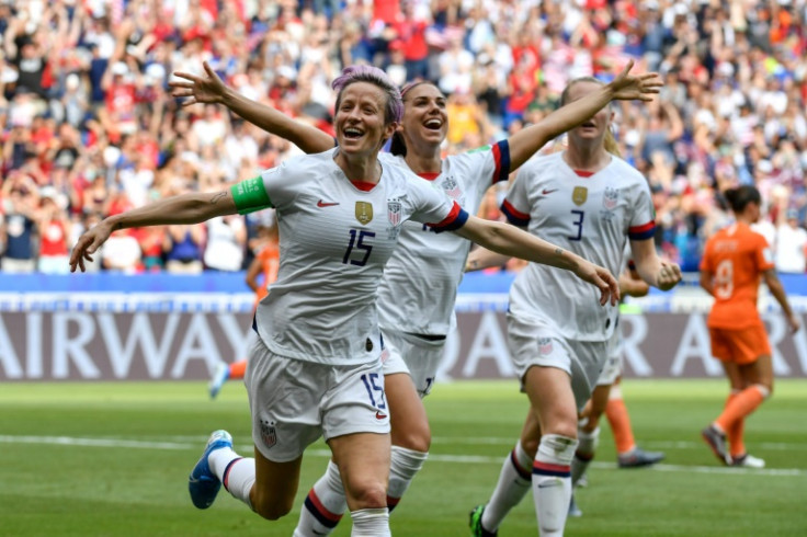 Megan Rapinoe (L) was the biggest star of the United States team that retained the World Cup in France four years ago