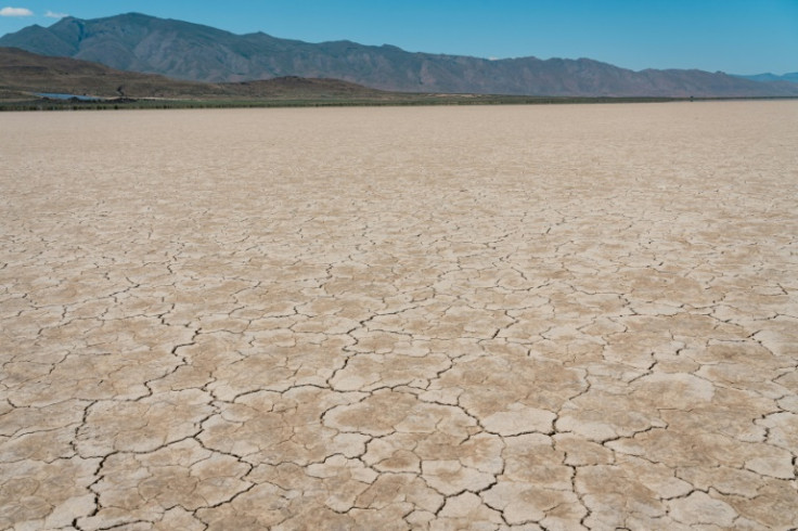 Mud cracks on the dry lake bed in Fish Springs, Nevada that lies over the natural underground aquifer from which Vidler draws its water