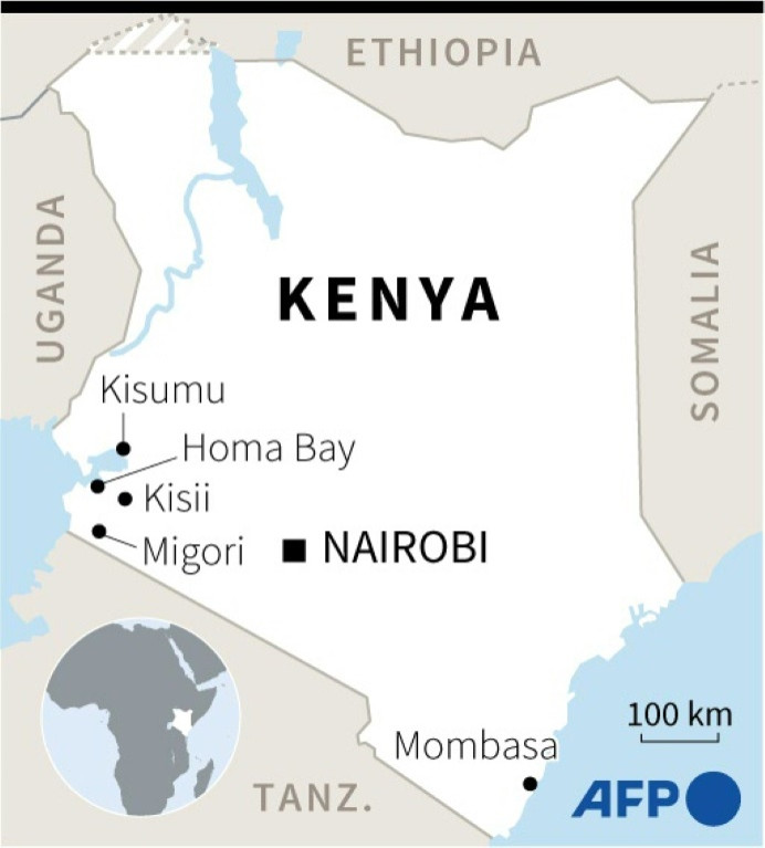 Map locating cities in Kenya where protests took place on July 19, 2023, over the rising prices and new government taxes.