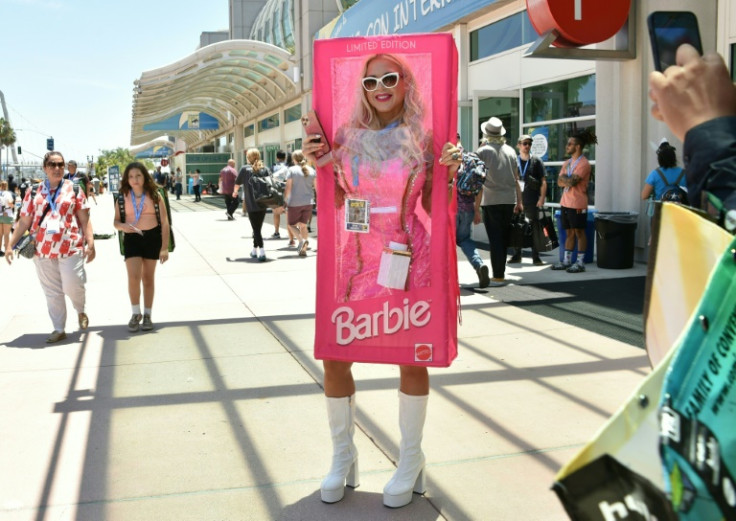 A Barbie cosplayer arrives for San Diego Comic-Con International in San Diego, California, on July 20, 2023