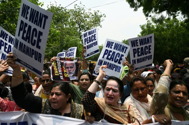 A protest for peace and against sexual violence against women in the ongoing ethnic clashes in India's northeastern state of Manipur