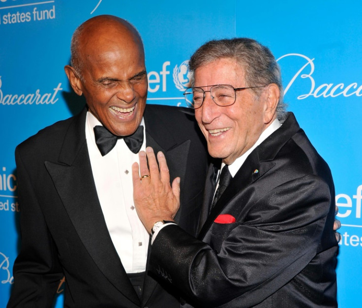 Tony Bennett (R) accepted an invitations from Harry Belafonte (L) to join Martin Luther King Jr in the 1965 march from Selma, Alabama -- the pair are seen here in 2012 at a charity event in New York