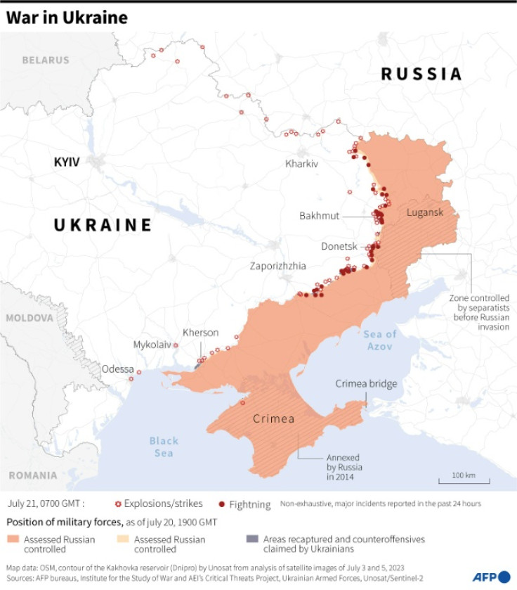 Map showing the situation in Ukraine as of July 21 at 0700 GMT