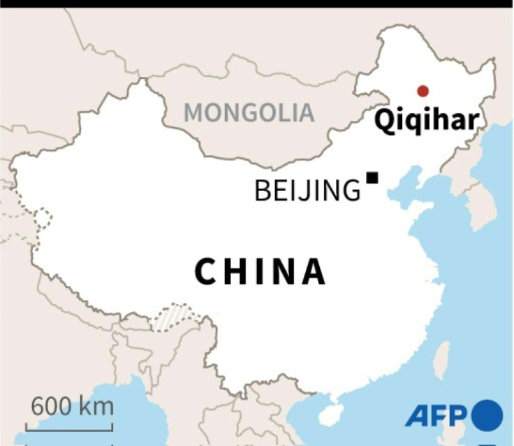 Map locating Qiqihar in China's northeastern province of Heilongjiang where several people were killed after the roof of a school gym collapsed